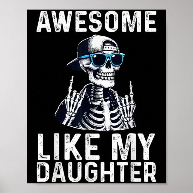 Retro Awesome Like My Daughter Funny Dad Parents D Poster (Framsidan)
