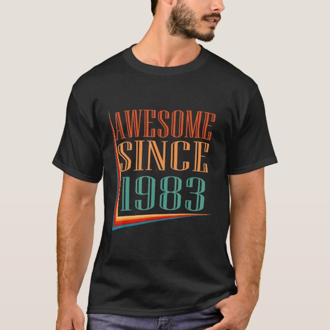 Retro Awesome Since 1983 39th Birthday T Shirt (Framsida)