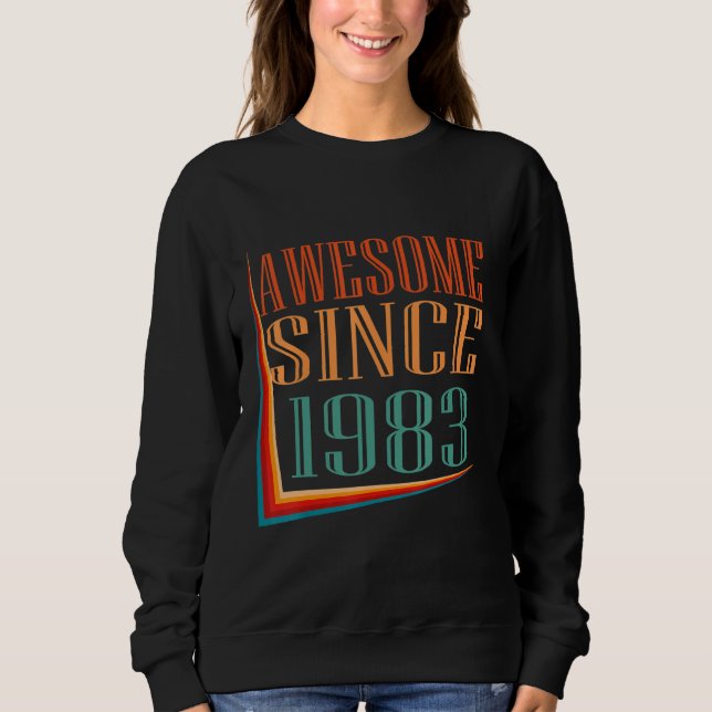 Retro Awesome Since 1983 39th Birthday T Shirt (Framsida)