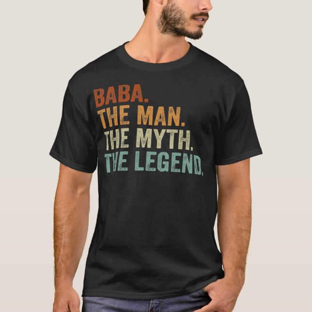 Retro Baba Mannen Myth Legend Pappa Grandpa T Shirt (Framsida)