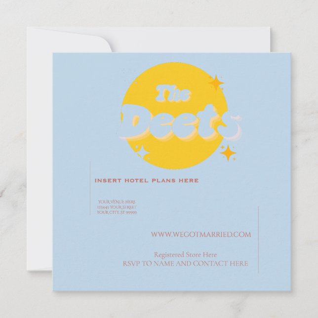 Retro Baby Blue Boende Inkapslingskort Inbjudningar (Framsida)