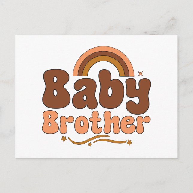 Retro Baby Brother Rainbow Vykort (Framsida)