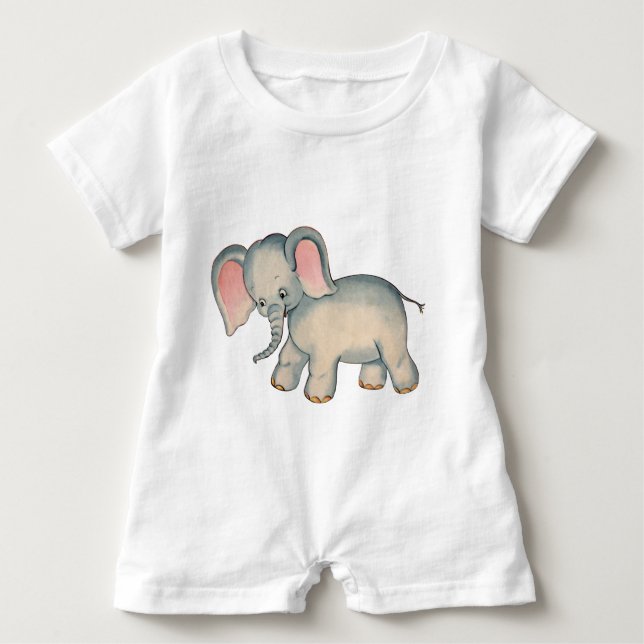 Retro Baby Elephant Baby Romper Tröja (Framsida)