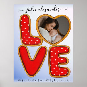 Retro Baby Photo Birth Announcement Keepsaké Post Poster