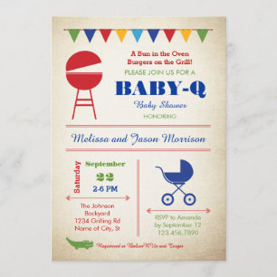 Retro Baby-qbaby showerinbjudan Inbjudningar