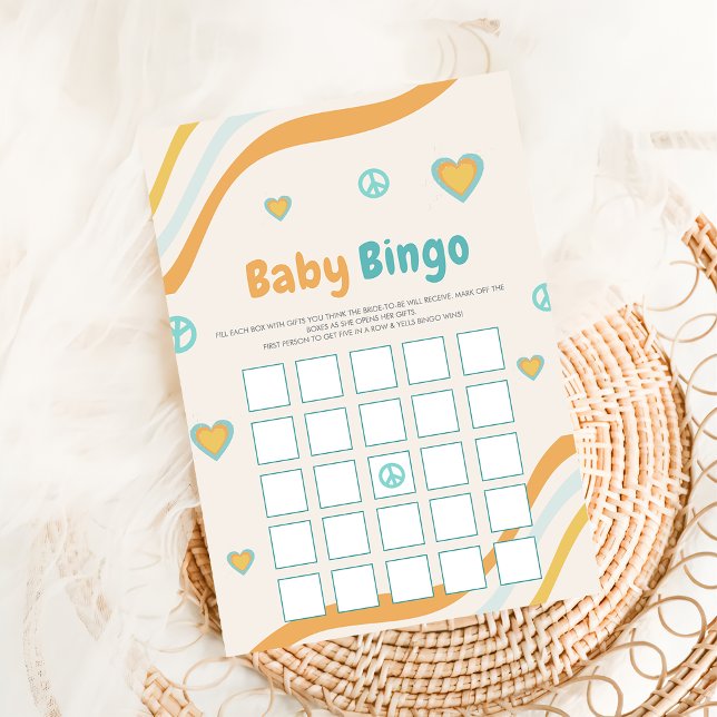 Retro Baby Shower Bingo Present Gammal Spelkort Inbjudningar (Skapare uppladdad)