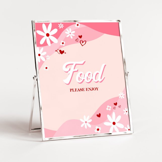 Retro Baby Shower Food Poster (Retro Sweetheart Baby Shower Food Sign)