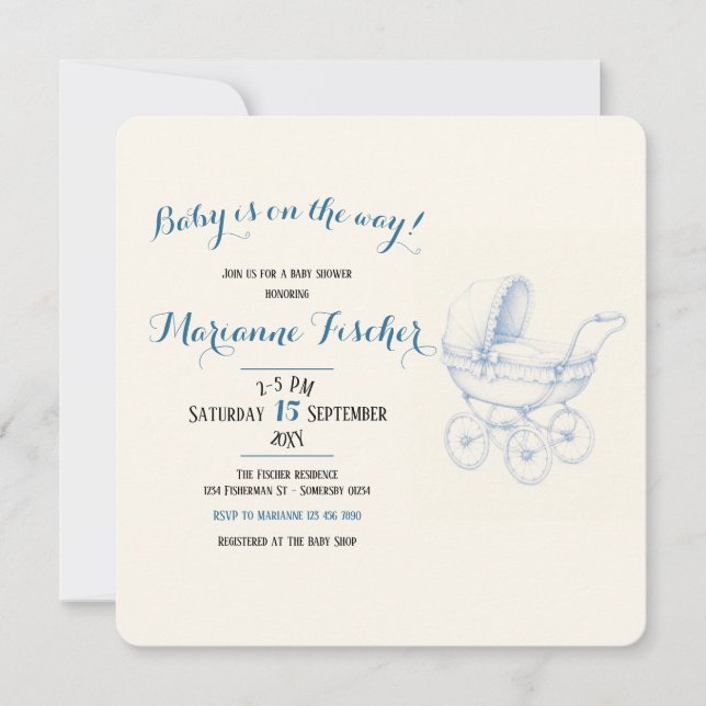 Retro Baby Shower Inbjudan (Framsida)