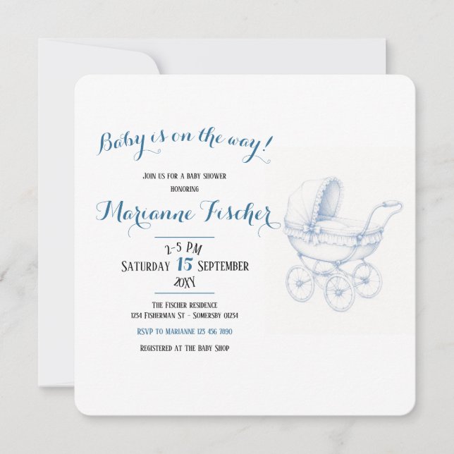 Retro Baby Shower-inbjudan (Framsida)