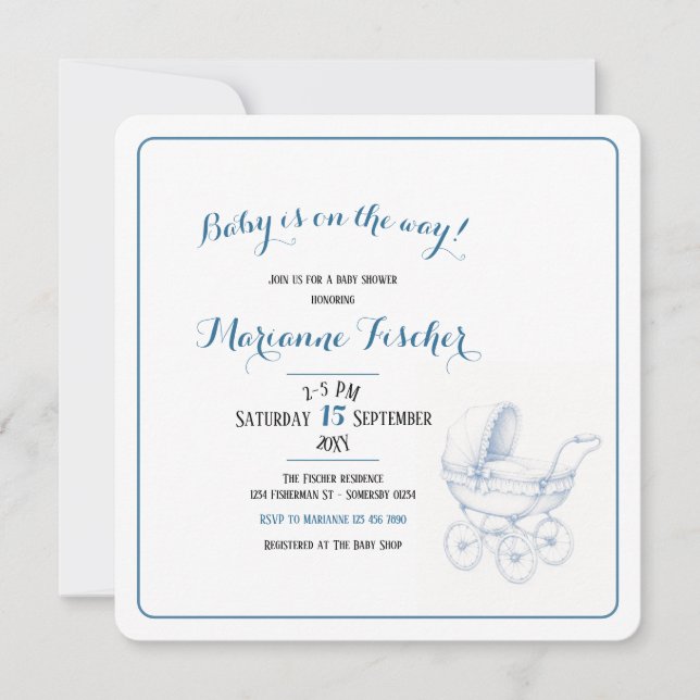 Retro Baby Shower Inbjudan (Framsida)