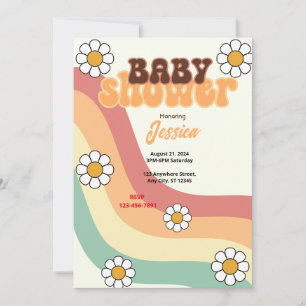 Retro Baby Shower Inbjudningar