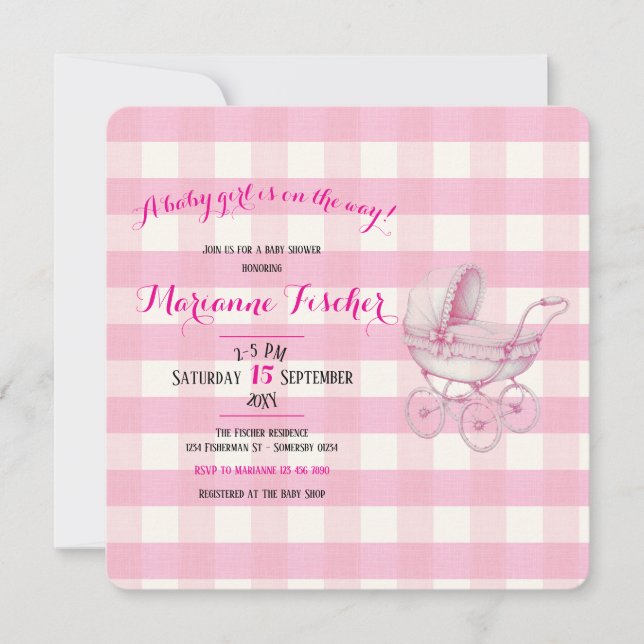 Retro Babyflicka Bröllopsinbjudan (Framsida)