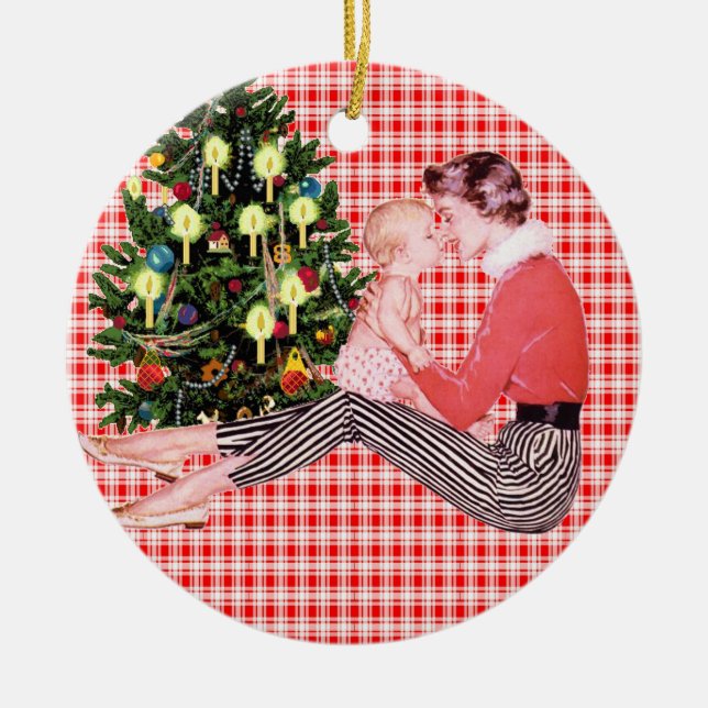 Retro Babys 1st julprydnad Julgransprydnad Keramik (Framsidan)