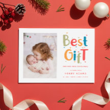 Retro Baby's First Christmas Birth Announcement