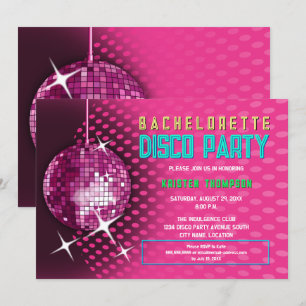 Retro Bachelorette Disco Party Inbjudningar