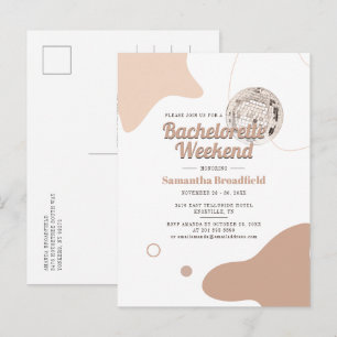 Retro Bachelorette Helg Disco Party Inbjudan Vykort