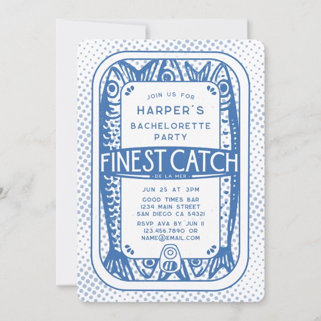 Retro Bachelorette Party finest Catines Sardines Inbjudningar (Framsida)