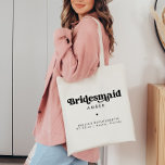 Retro Bachelorette Party Tote Bag Bridesmaid Tygkasse<br><div class="desc">Den här reflexpartyt-partyt i väskan har ett vackert retrofont   utrymme för att lägga till personligen. All namn,  händelse,  datum och platstext kan redigeras så att du kan skapa väskan så att den passar alla händelser eller stil!</div>