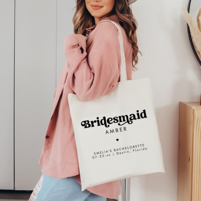 Retro Bachelorette Party Tote Bag Bridesmaid Tygkasse (Skapare uppladdad)
