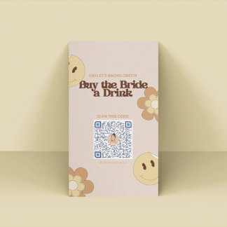 Retro Bachelorette Party Venmo QR-kort Placeringskort