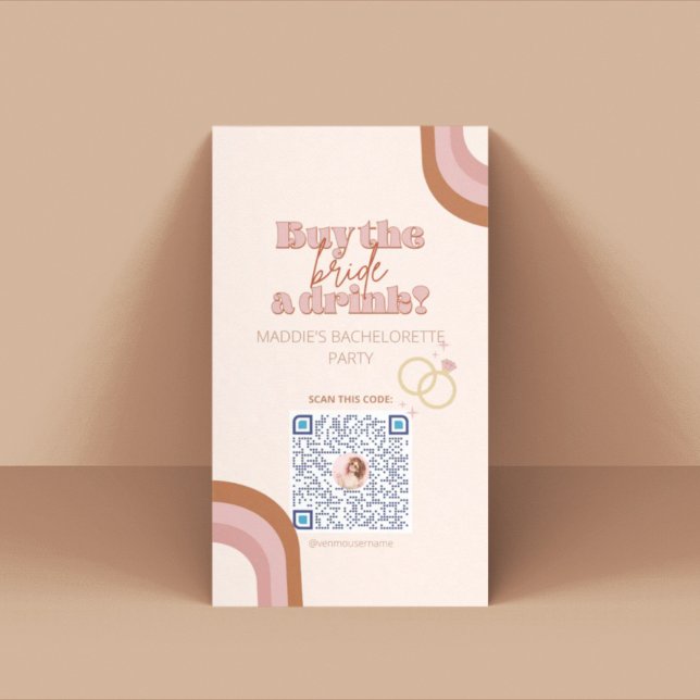 Retro Bachelorette Party Venmo QR-kort Placeringskort (Skapare uppladdad)