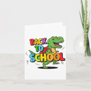 Retro Back to school Funny Colorful Dinosaur Carto Kort
