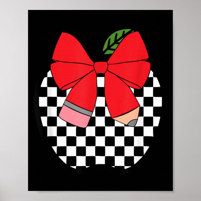 Retro Back to School Lärare Race Rutig Penna Poster (Framsidan)