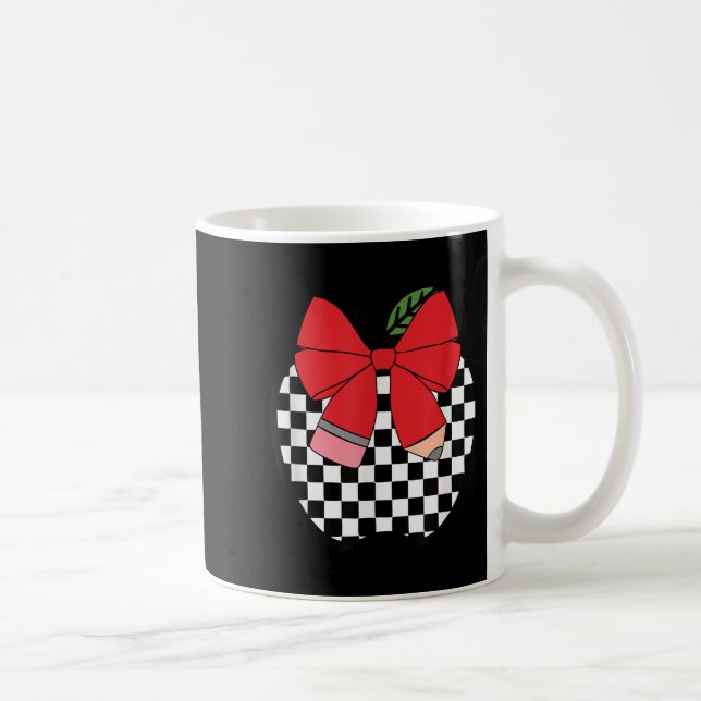Retro Back To School Teacher Race Checkered Pencil Kaffemugg (Höger)
