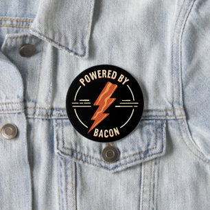 Retro Bacon Älskare Funny Food Design med blixt Knapp