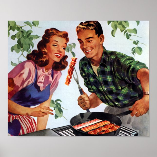 Retro Bacon Barbeque Poster (Framsidan)