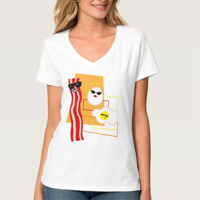 Retro Bacon och Eggs T Shirt (Framsida)