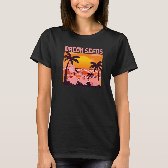 Retro Bacon Seeds, Boys Girls Farmer, Hog Älskare, T Shirt (Framsida)