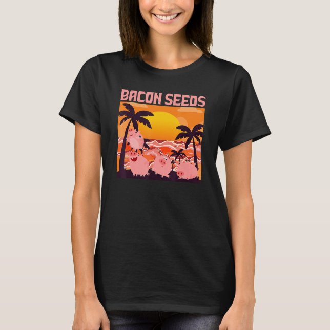 Retro Bacon Seeds, Boys Girls Farmer, Hog Lover, C T Shirt (Framsida)
