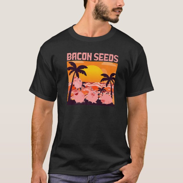 Retro Bacon Seeds, Boys Girls Farmer, Hog Lover, C T Shirt (Framsida)