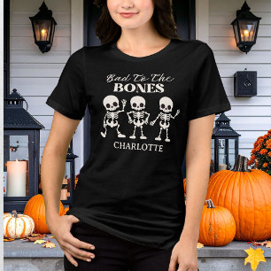 Retro Bad To The Bones Skräckinjagande Halloween T Shirt