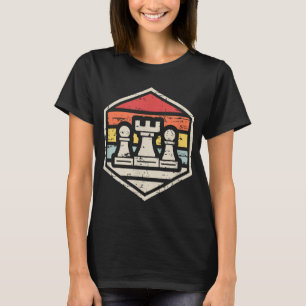 Retro Badge Chess Rook 80s schess T Shirt
