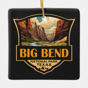 Retro Badge för Big Bend nationalpark Julgransprydnad Keramik