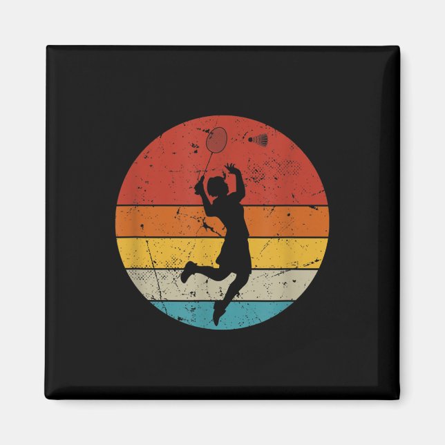 Retro Badminton Älskare  Magnet (Framsidan)