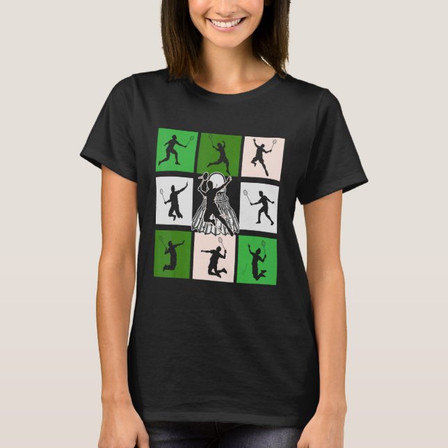 Retro Badminton Design T Shirt (Framsida)