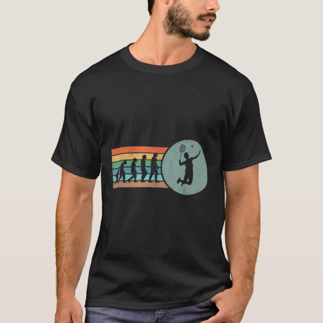 Retro Badminton Evolution Shuttle Vintage Badminto T Shirt (Framsida)