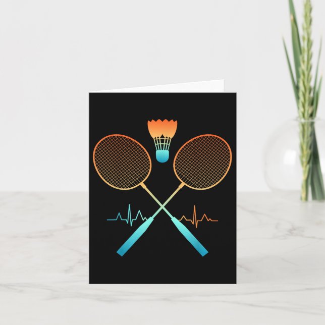 Retro Badminton med schuttle-pulsslag Ecg Kort (Framsida)