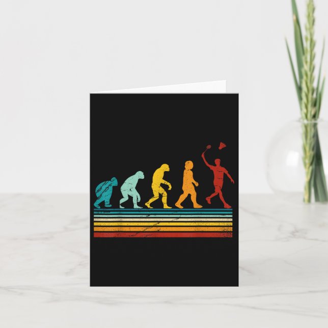 Retro Badminton med Shuttle Evolution Darwin Kort (Framsida)