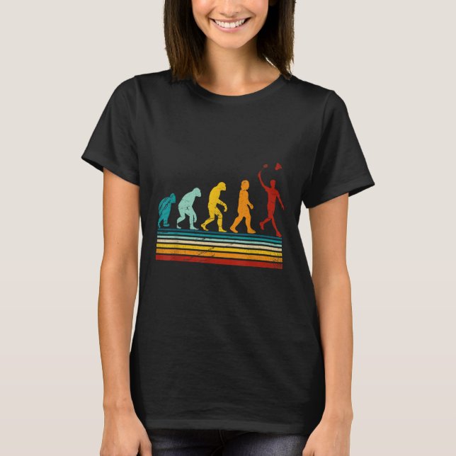 Retro Badminton Med Shuttle Evolution Darwin  T Shirt (Framsida)