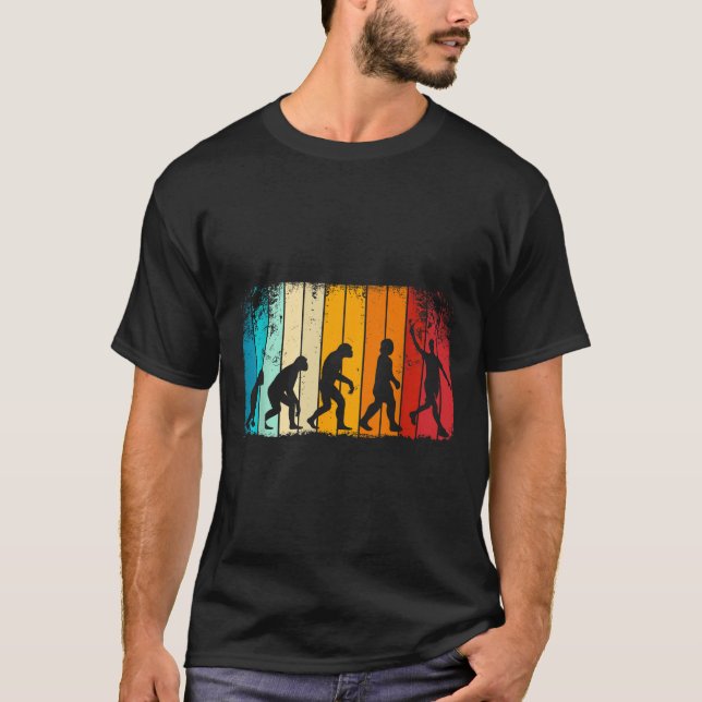 Retro Badminton Med Shuttle Evolution Darwin  T Shirt (Framsida)