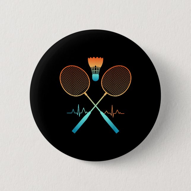 Retro Badminton Med Shuttle Hjärtfrekvens Ecg Knapp (Framsida)