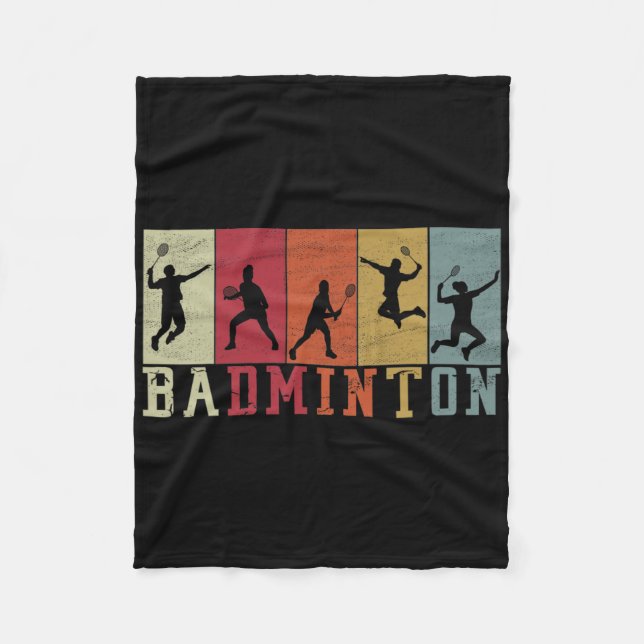 Retro Badminton Player Silhouettes - Badminton Fleecefilt (Framsidan)