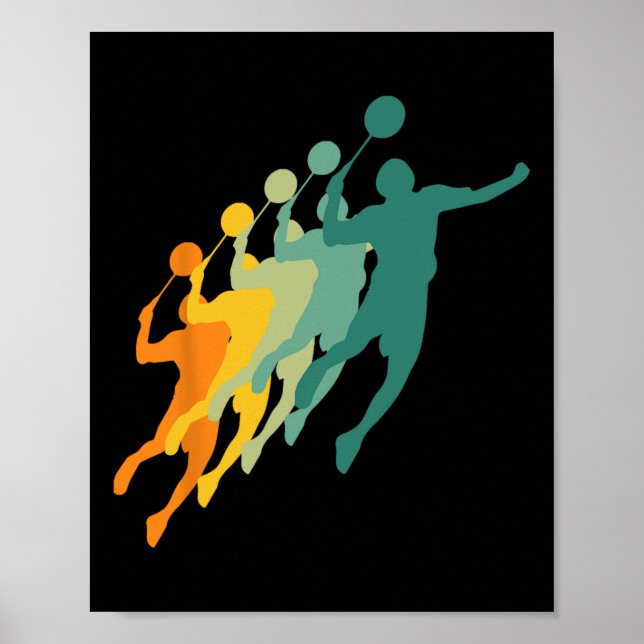 Retro Badminton Players Shuttle Sports Racket Coac Poster (Framsidan)