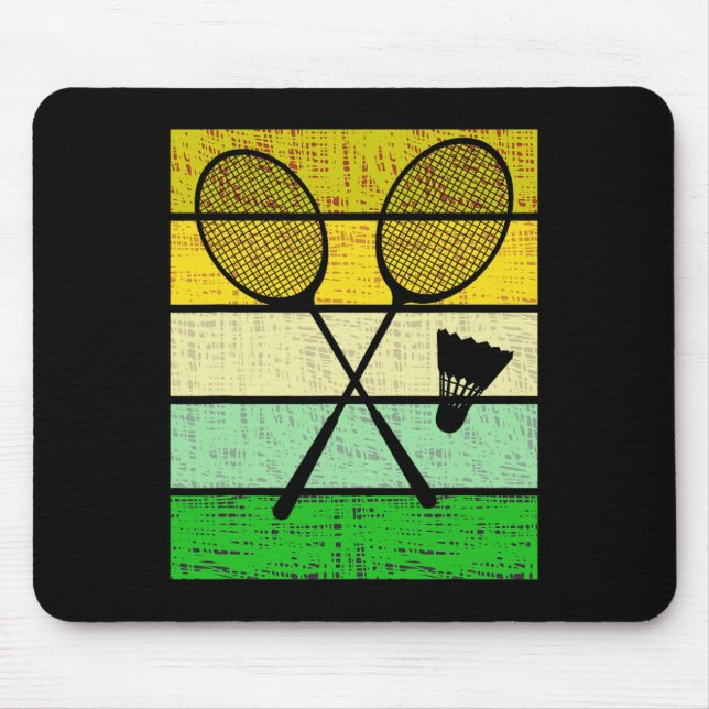 Retro Badminton-racket och Shuttle Badminton Play Musmatta (Framsidan)