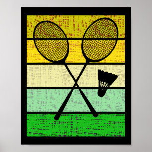 Retro Badminton-racket och Shuttle Badminton Play Poster