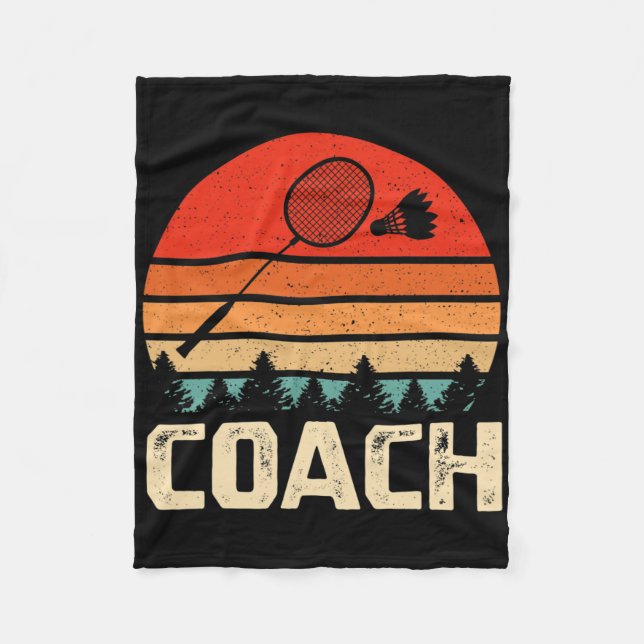 Retro Badminton Racket Shuttle Badminton Coach Gif Fleecefilt (Framsidan)
